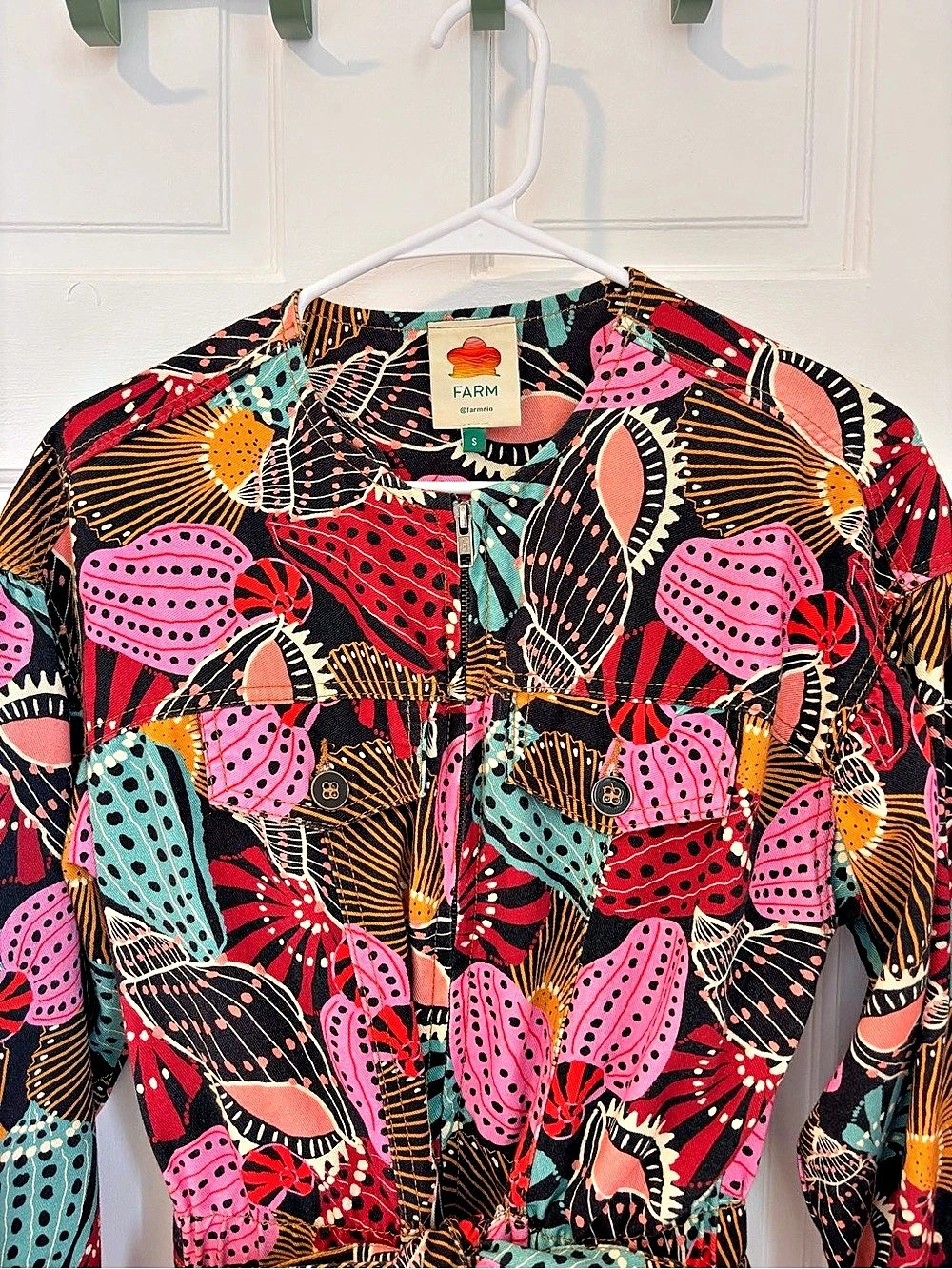 FARM Abstract Print Jumpsuit in Black & Pink - Picture 3 of 7